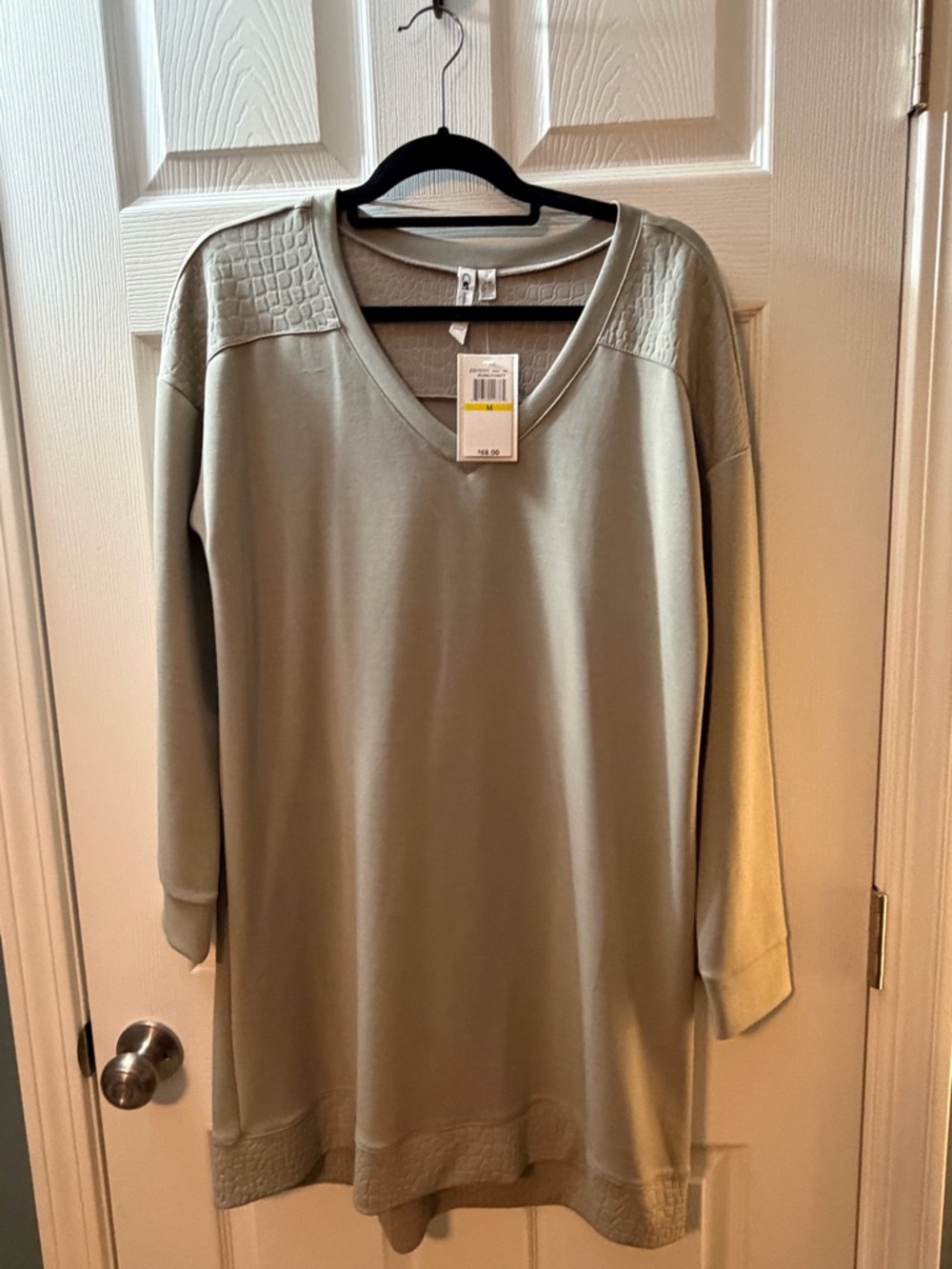 Cable & Gauge Sage Green Long Sleeve V-Neck Dress